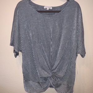 PIE IN THE SKY stripped short sleeve shirt w/ tie